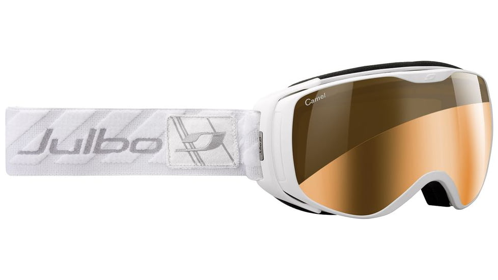 Julbo Luna Ski/Snow Goggles,White Frame and Camel w/Polarized Silver Spherical Flash Lens 72850114