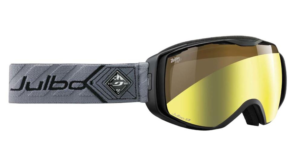 Julbo Universe Goggles, Black/Grey w/Zebra Light Double Spherical Lenses And A Light Gold Flash Treatment 73631214