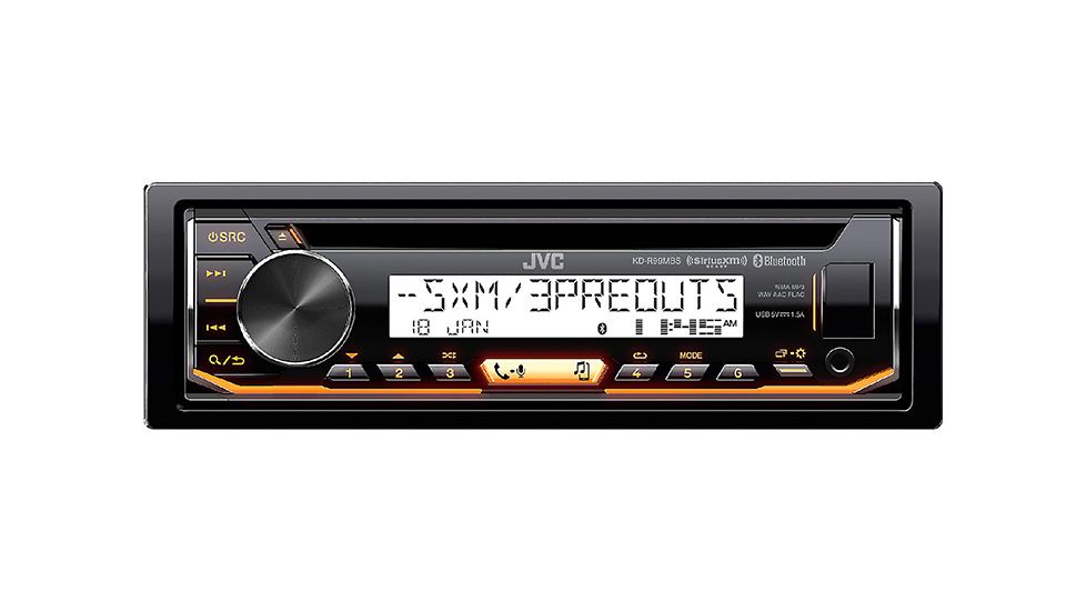 JVC Marine CD/AM/FM BT SiriusXM Variable Color Front Aux Front USB Input, Black KDR99MBS