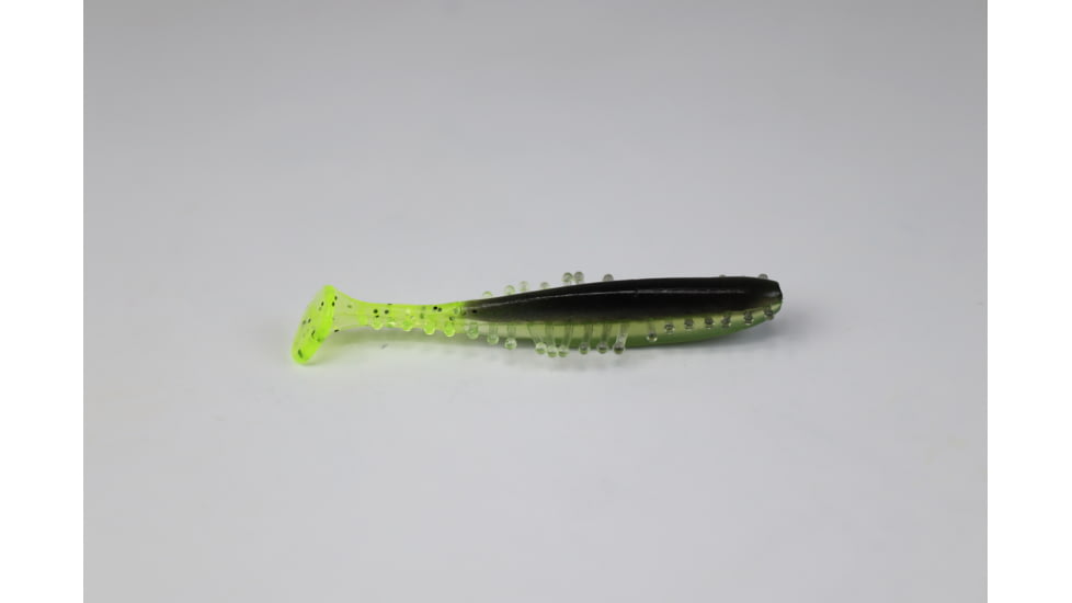 Kalins Fishing Kalin 2in Triple Tickle Tail, 10 Pack, Chartreuse/Shad, 2TL10-834