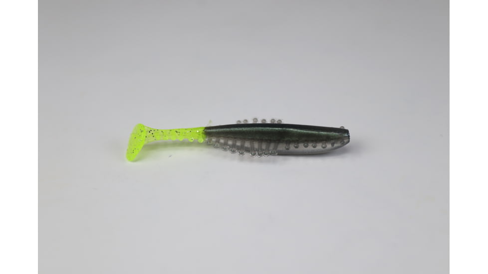 Kalins Fishing Kalin 2in Triple Tickle Tail, 10 Pack, Tennessee Shad/Chartreuse, 2TL10-811