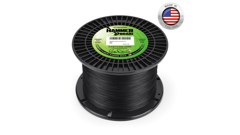 Kast King Hammer Braided Fishing Line, Black, 40 lb/150 yd, KKLIBRDHM150YBK40