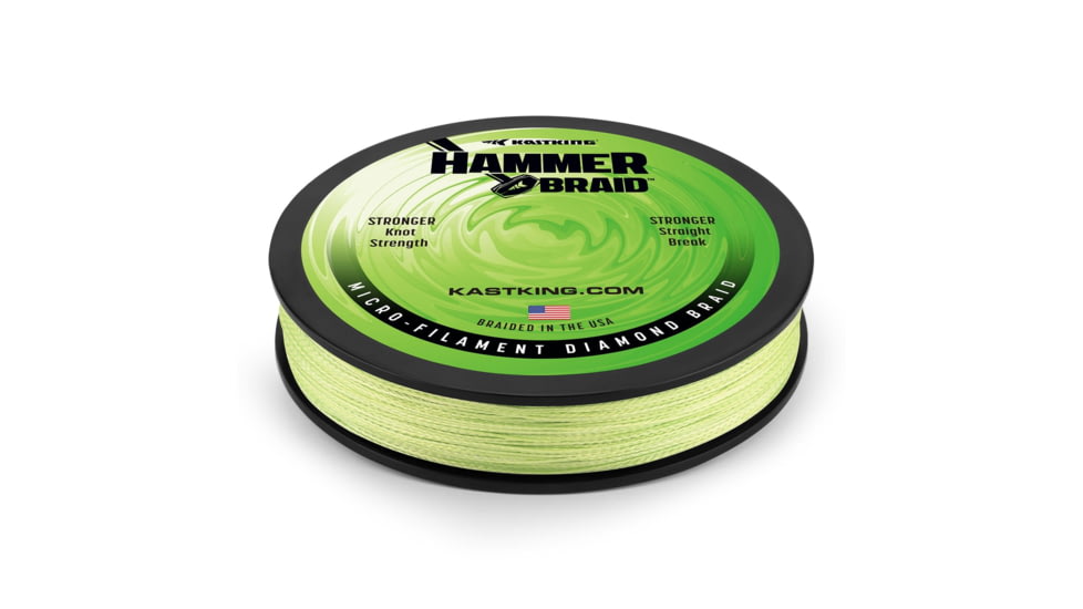 Kast King Hammer Braided Fishing Line, Chartreuse, 8 lb/150 yd, KKLIBRDHM150YCT8