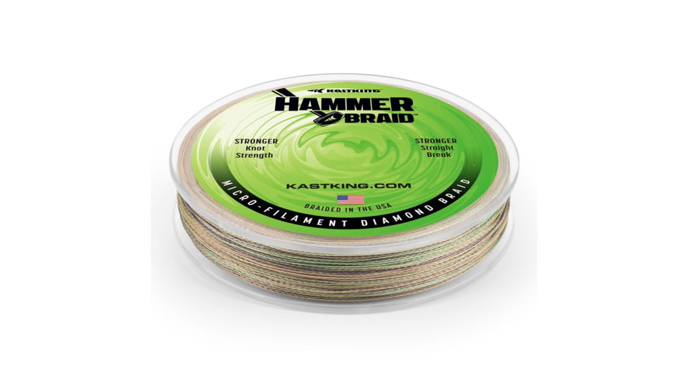 Kast King Hammer Braided Fishing Line, Green Camo, 15 lb/150 yd, KKLIBRDHM150YGC15