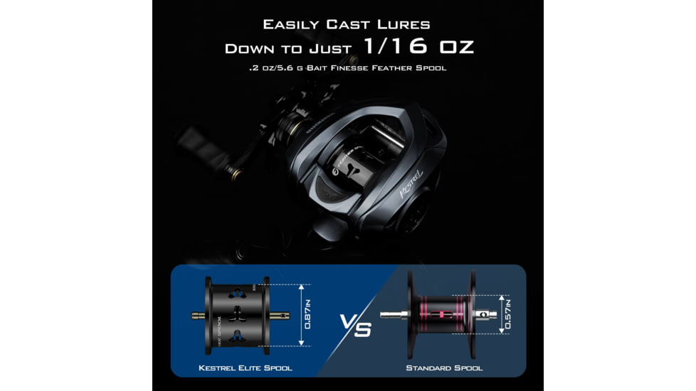 Kast King Kestrel Elite Magnesium Frame BFS Finesse Baitcasting Reel, Right, KKRLCSTKSEBFS84RSCG