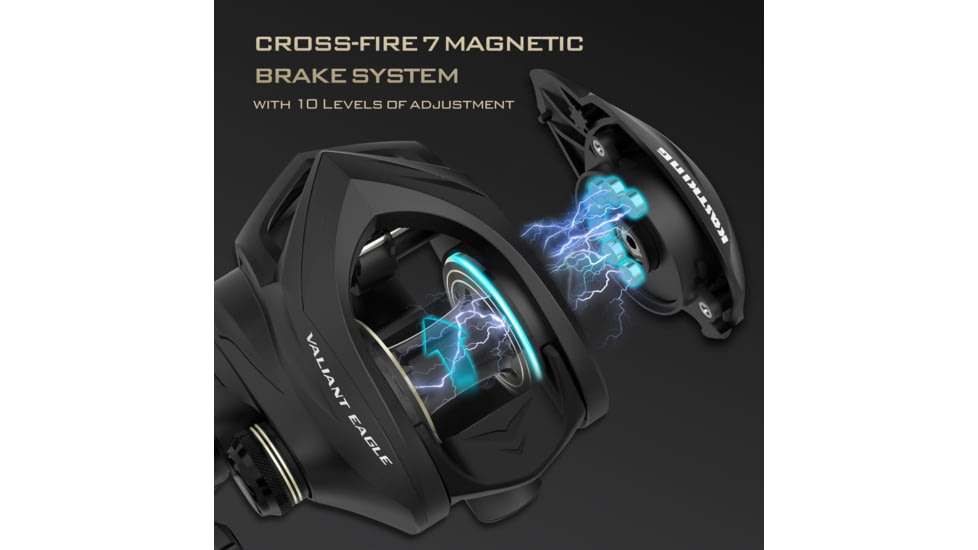 Kast King Valiant Eagle Baitcasting Reel, Left, 8.4:1, KKRLCSTVE2BFS84LBK