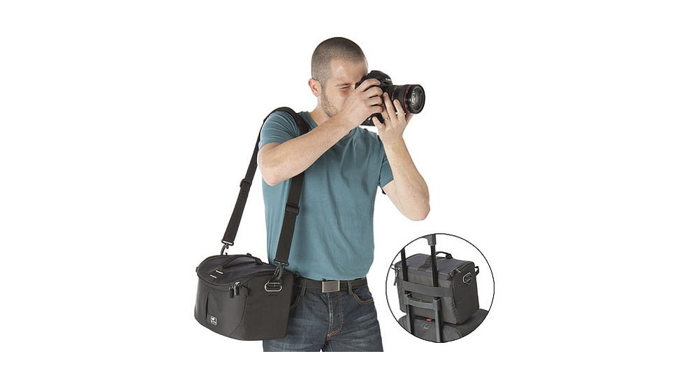 Kata DL LITE Shoulder Bag 445, Black - Pro DSLR w/ Mounted Lens and 3-5 Lenses, Flash, Accessories