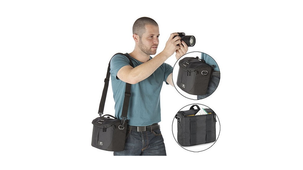Kata DL LITE Shoulder Bag 441, Black - Pro DSLR w/ Mounted Lens and 2-3 Lenses, Flash, Accessories