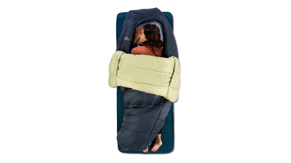 Kelty Eclipse 15 Deg Sleeping Bag, Midnight Navy/Laurel Green/Turbulence, Short, 35432626SR