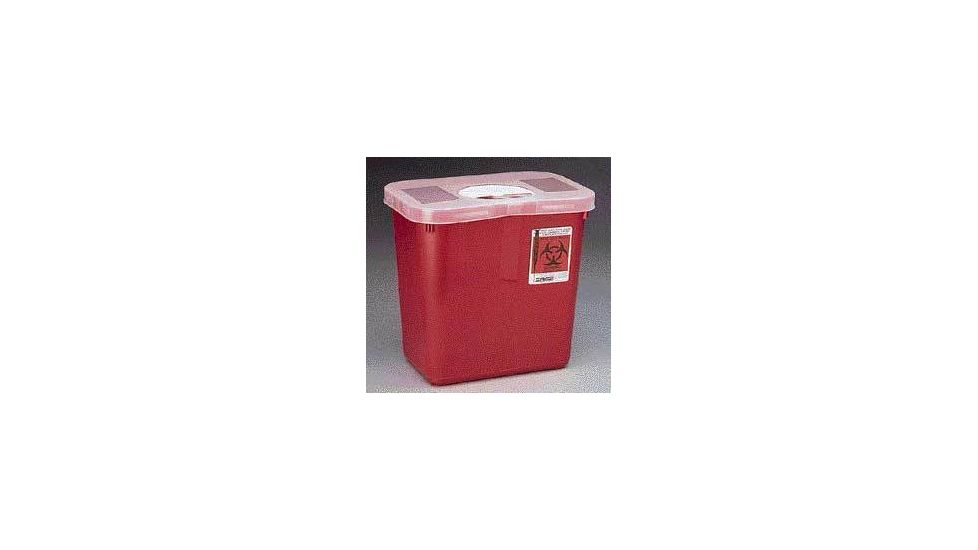 Kendall Healthcare Sharps Disposal Containers, Tyco Healthcare/Kendall 8970 Containers With Rotor Lid Red With Clear Lid, Rectangular