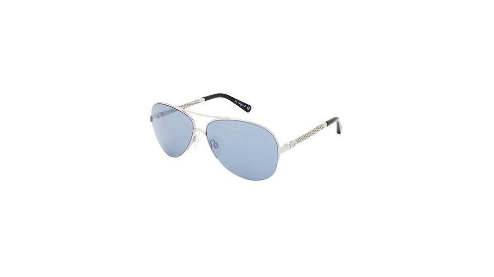 Kenneth Cole KC7062 Sunglasses - Shiny Light Nickeltin Frame Color, Blue Mirror Lens Color