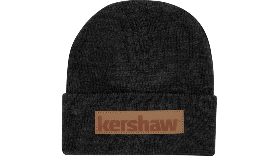 Kershaw Gray Beanie With Leather Patch