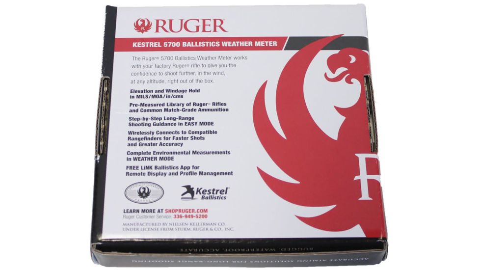 Kestrel Ruger 5700 Ballistics Weather Meter with LiNK, Black, 5.0 x 1.9 x 1.1 in, 0857BLBLK-RUG