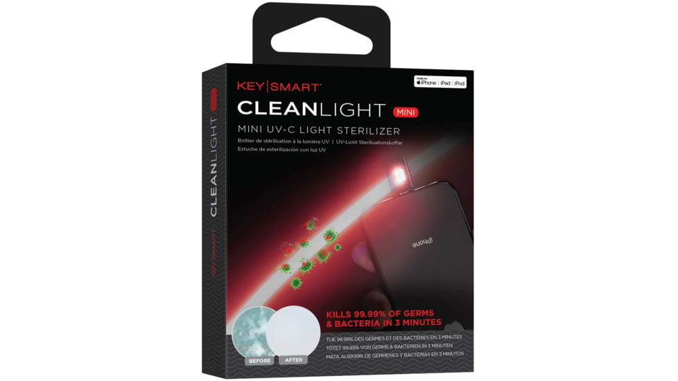 KeySmart CleanLight Mini Portable UV Sterilizer, Lightning Connector, Black, KS916-BLK-iP