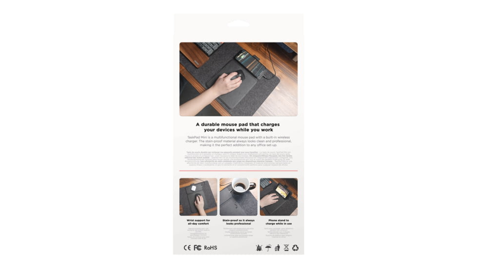 KeySmart TaskPad Mini Wireless Charging Mousepad, Black, KS503-BLK