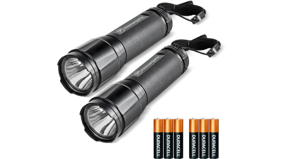 Kilimanjaro Gear LED Flashlight 2pk, Black, 250 Lumens, 3 AAA Included KJ910080, EDEMO1