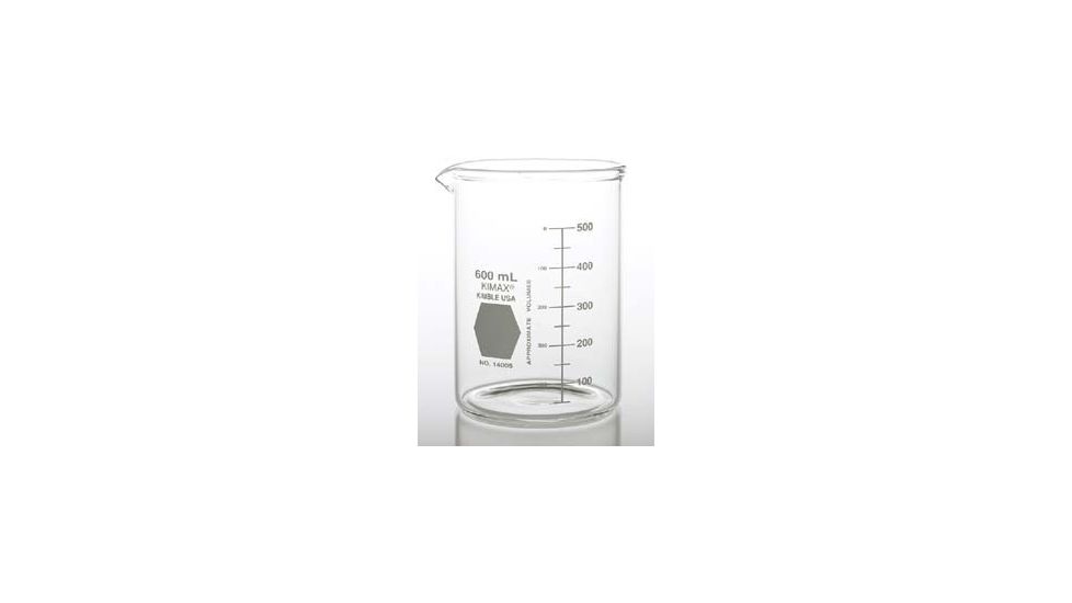 Kimble/Kontes KIMAX Brand Heavy-Duty Beakers, Low Form, Double Scale, Borosilicate Glass 14005 250