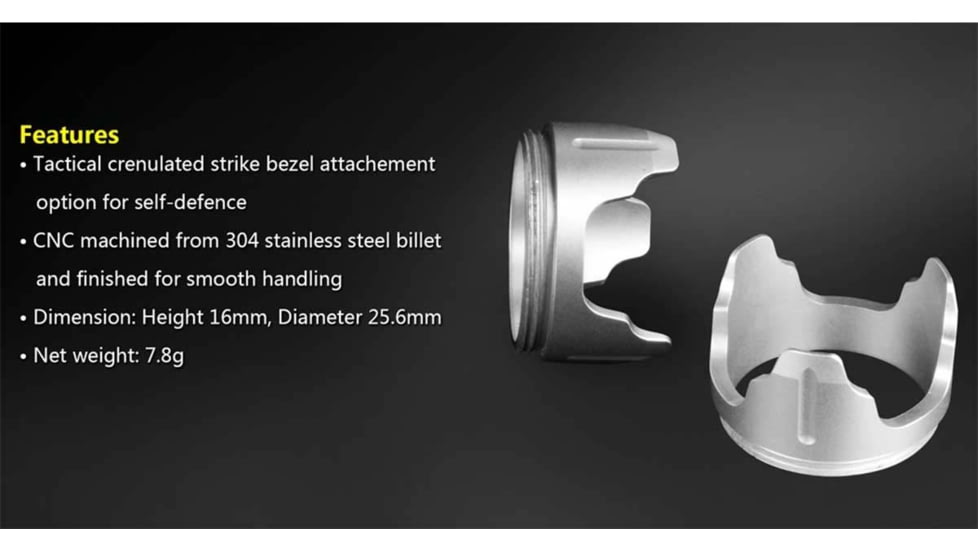 Klarus Crenulated Strike Bezel, XT2CR Flashlight, Silver, BZ-2