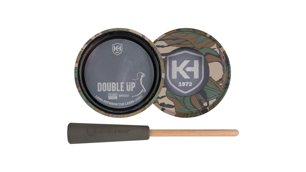 Knight &amp; Hale Double Up Glass/Slate Pot Game Call, Mossy Oak Greenleaf, KHT0237