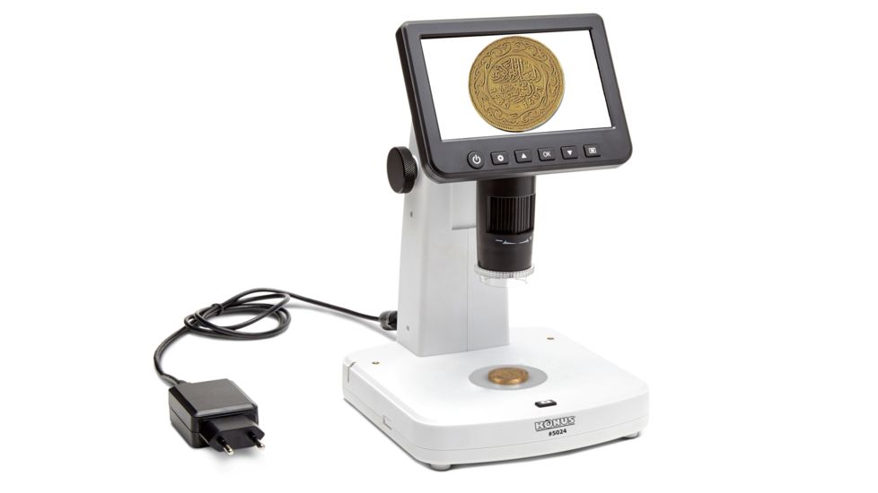 Konus Zoom Digital Microscope 10x-300x w/ LCD Screen, White, 5024