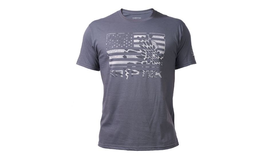 Kryptek Flag Mens Tee Shirt, Charcoal, 2XL, 18KFSSCCL7