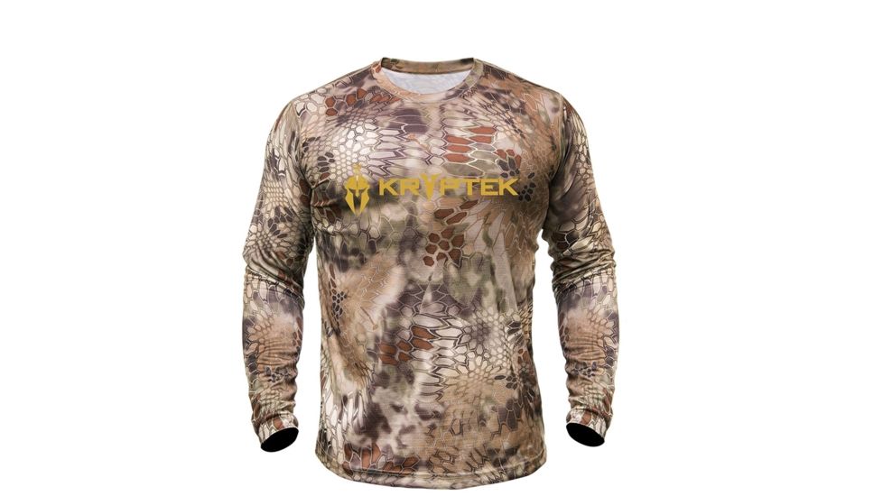 Kryptek Hyperion Long Sleeve Crew With Logo - Mens, Highlander, Extra Small, 19HYPLSLH2