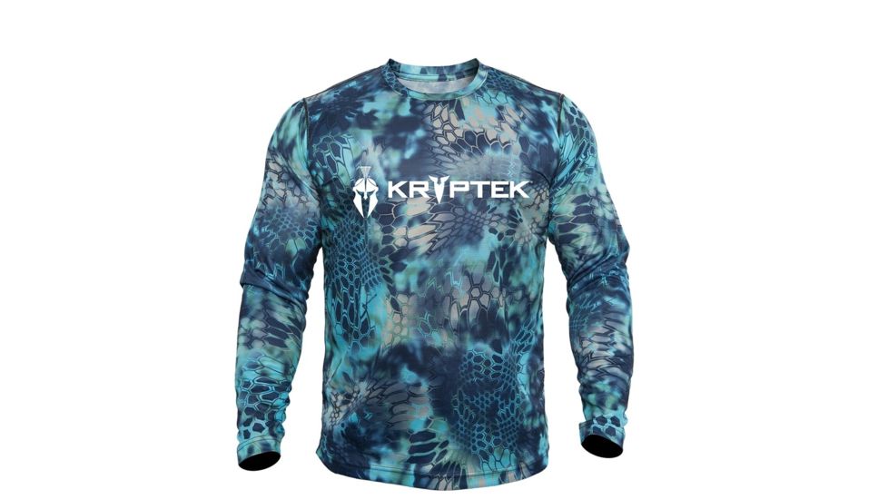 Kryptek Hyperion Long Sleeve Crew With Logo - Mens, Pontus, Small, 19HYPLSLP3