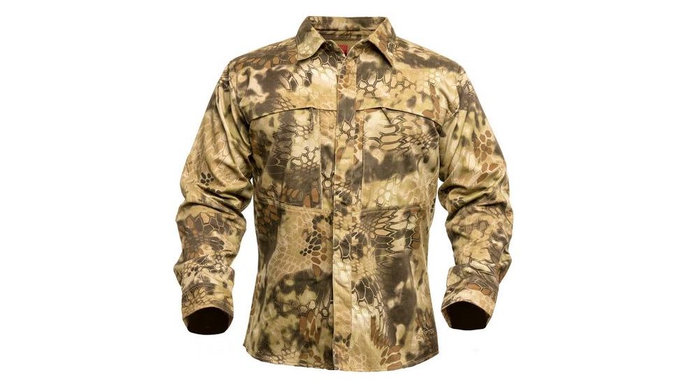 Kryptek Mens Stalker Button Up, Highlander, Extra Small 16STA7BSH2