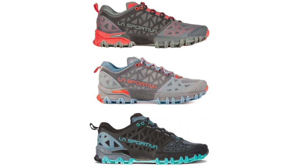 La Sportiva Bushido II Running Shoes - Women's, Carbon/Hibiscus, Moon/Paprika