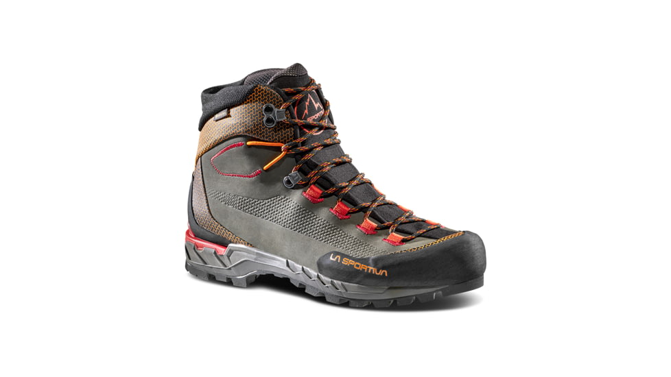 La Sportiva Trango Tech Leather GTX Mountaineering Shoes - Mens, Carbon/Hawaiian Sun, 45.5, 21S-900208-45.5