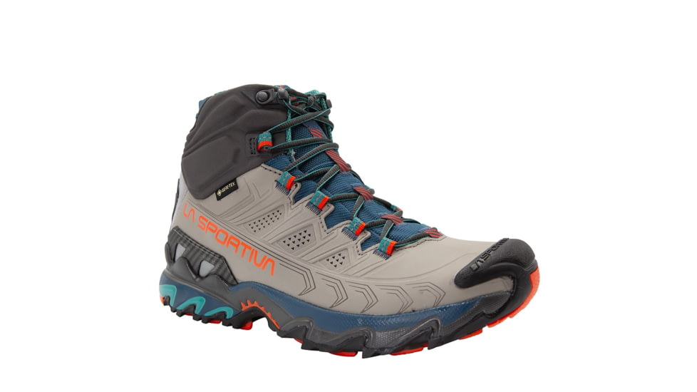 La Sportiva Ultra Raptor II Mid Leather GTX Hiking Shoes - Womens, Grey/Cherry Tomato, 38.5, ZFHS097-G01R22-38.5