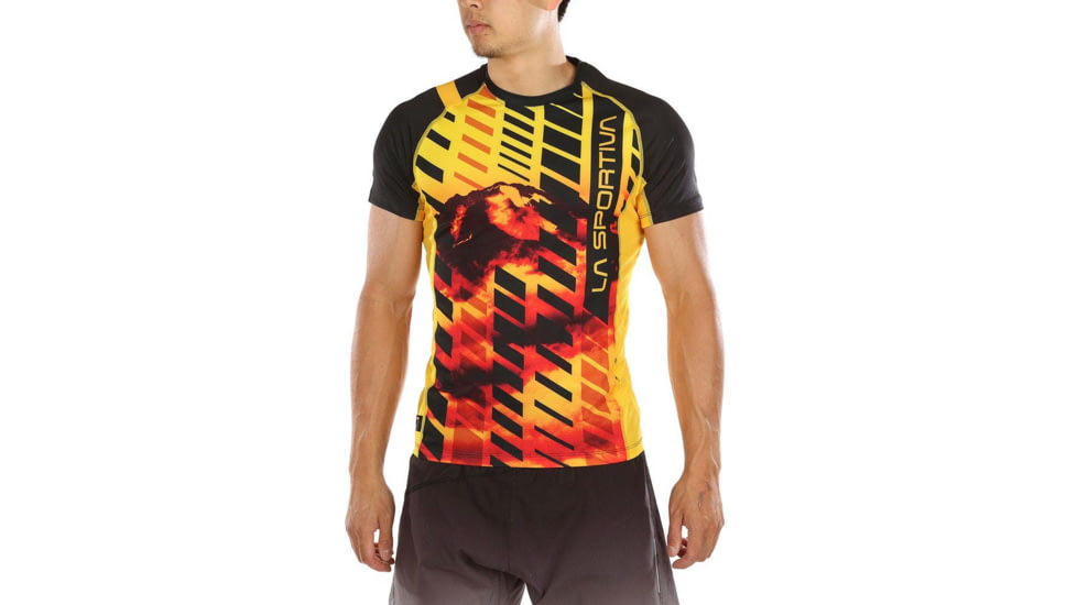 La Sportiva Wave T-Shirt - Mens, Black/Yellow, Medium, P07-999100-M