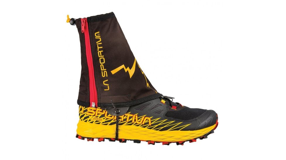 La Sportiva Winter Running Gaiter, Black/Yellow, Medium/Large, 49S-999100-M/L
