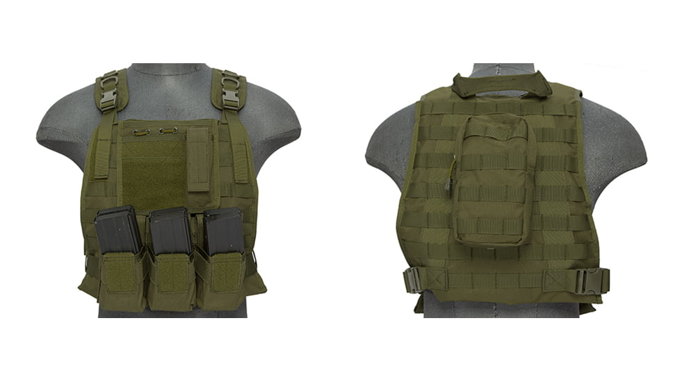 Lancer Tactical 1000D Nylon MOLLE Plate Carrier Vest, Olive Drab, CA-301GN