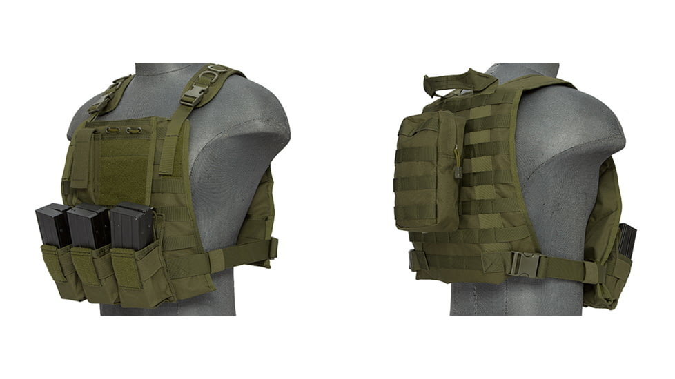 USED Lancer Tactical 1000D Nylon MOLLE Plate Carrier Vest, Olive Drab, CA-301GN, EDEMO1