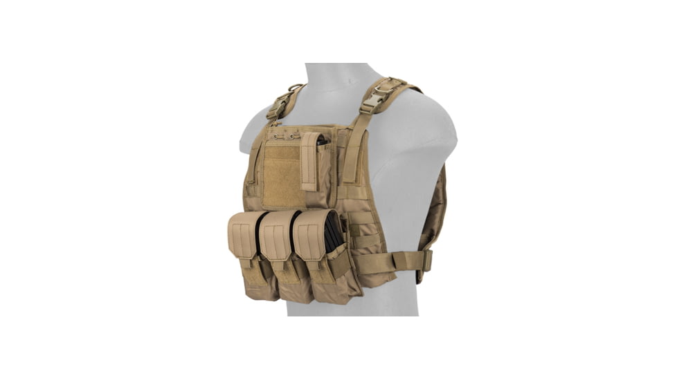 Lancer Tactical 1000D Nylon MOLLE Plate Carrier Vest, Tan, CA-301TN