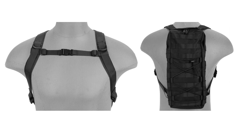 Lancer Tactical MOLLE Attachable Hydration Backpack, Black, CA-384BN