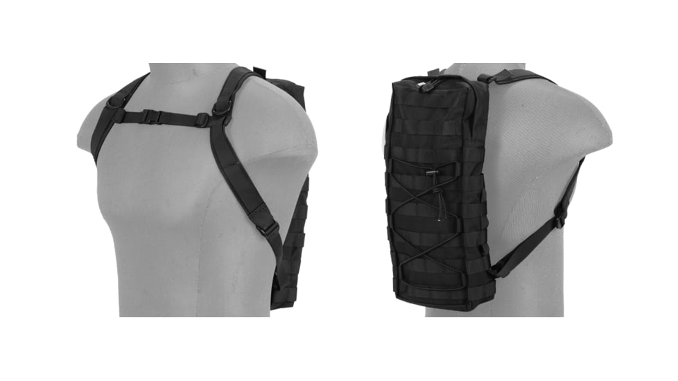 Lancer Tactical MOLLE Attachable Hydration Backpack, Black, CA-384BN
