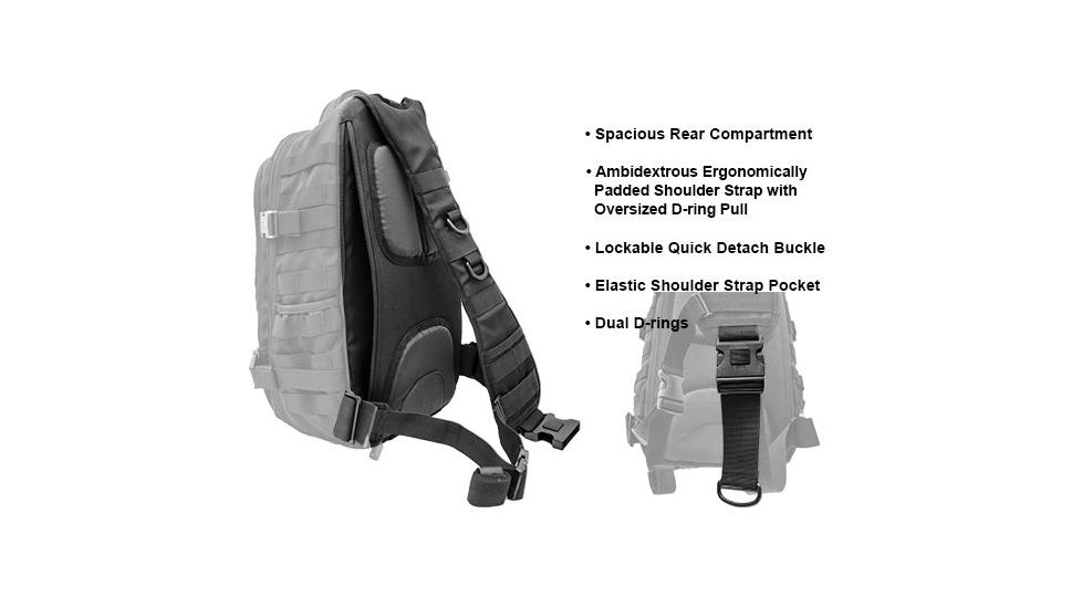 Leapers UTG Ambi 24/7 Cross Body Shoulder Vital Sling Pack,Black PVC-SP247B