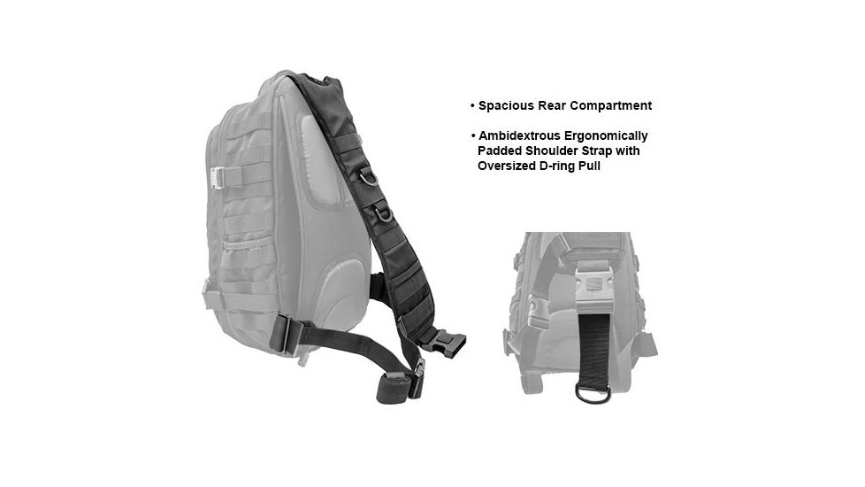 Leapers UTG Ambi 24/7 Cross Body Shoulder Vital Sling Pack,Black PVC-SP247B