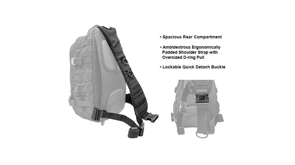 Leapers UTG Ambi 24/7 Cross Body Shoulder Vital Sling Pack,Black PVC-SP247B