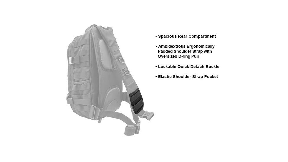 Leapers UTG Ambi 24/7 Cross Body Shoulder Vital Sling Pack,Black PVC-SP247B