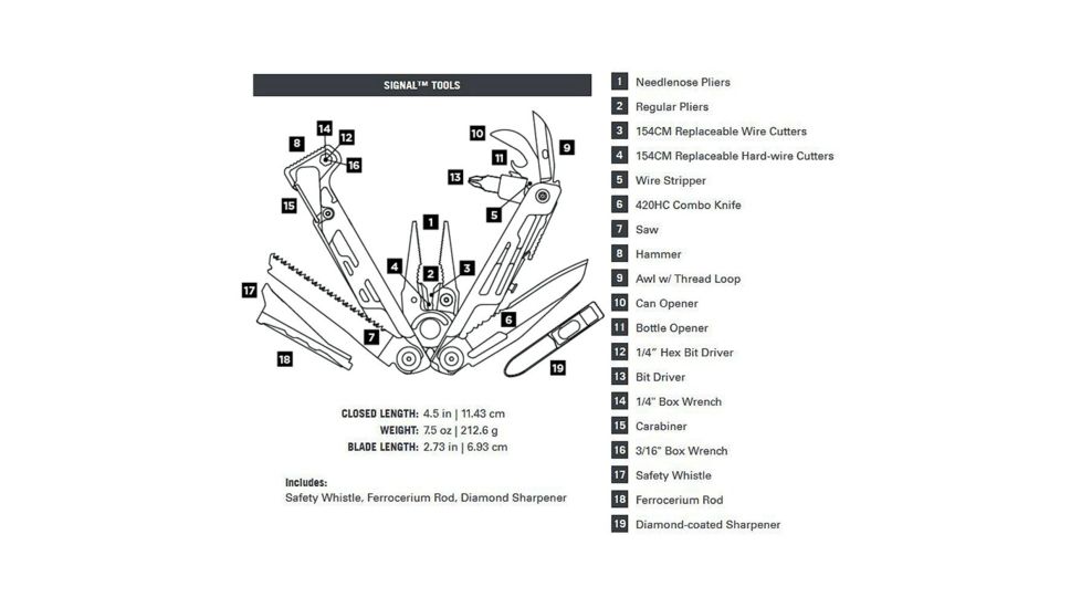 Leatherman Signal Folding Multi-Tool, Silver/ Black, 832623