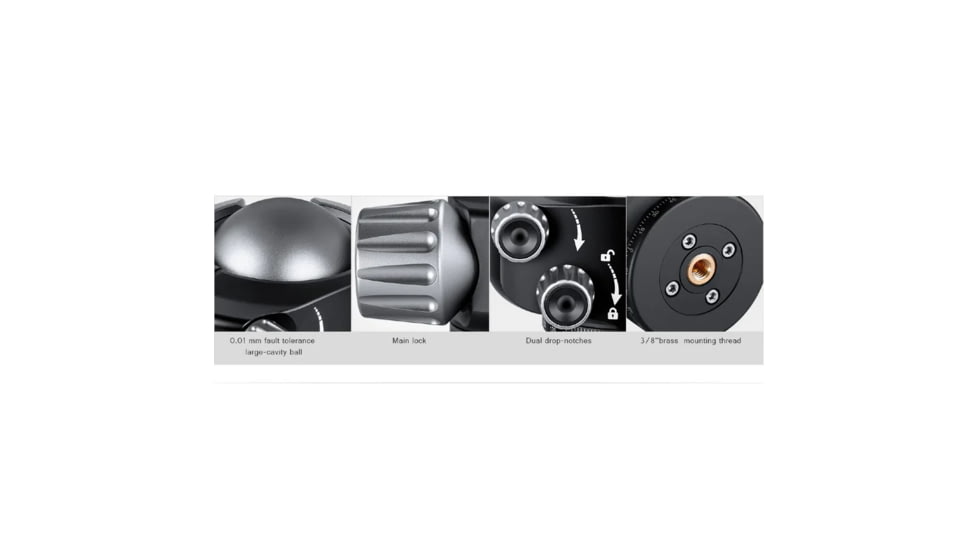 Leofoto LH-40 Series Low Profile Ball Head &amp; QR Plate, Arca, Black, LH-40