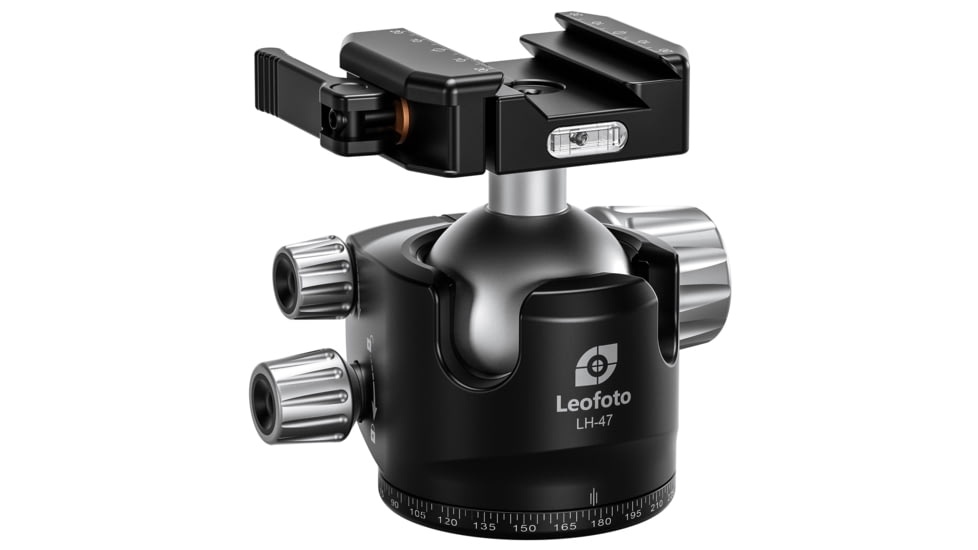 Leofoto LH-47LSC Lever-Release Hybrid Clamp Ball Head, Arca/Picatinny, Black, LH-47LSC