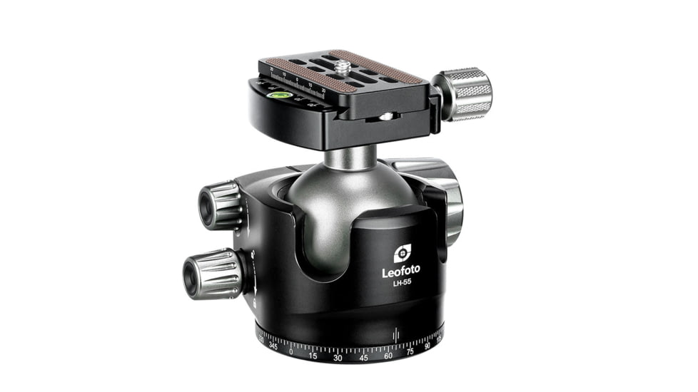 Leofoto LH-55 Series Low Profile Ball Head &amp; QR Plate, Arca, Black, LH-55
