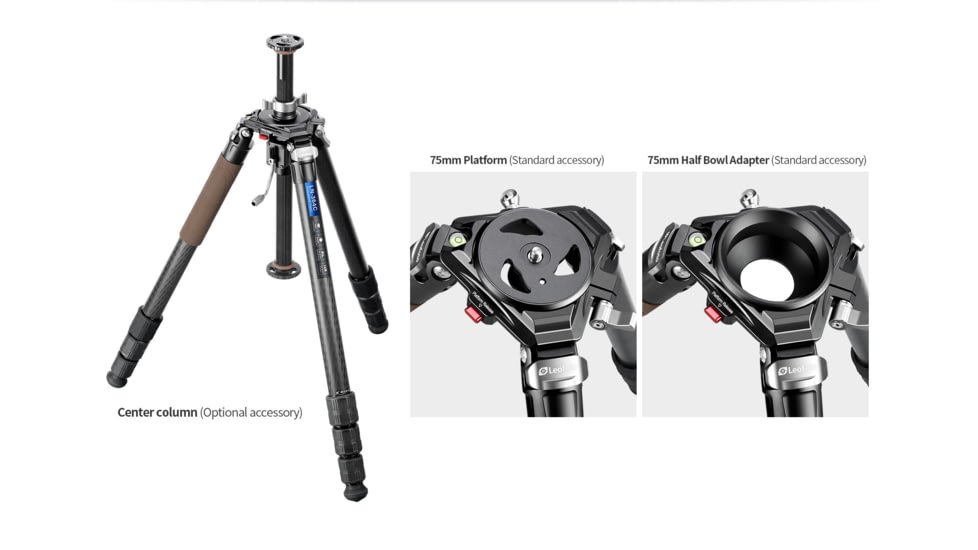 Leofoto LN-364C Heavy Duty Tripod w/ 75mm Video Bowl/Platform &amp; Bag, Black, LN-364C