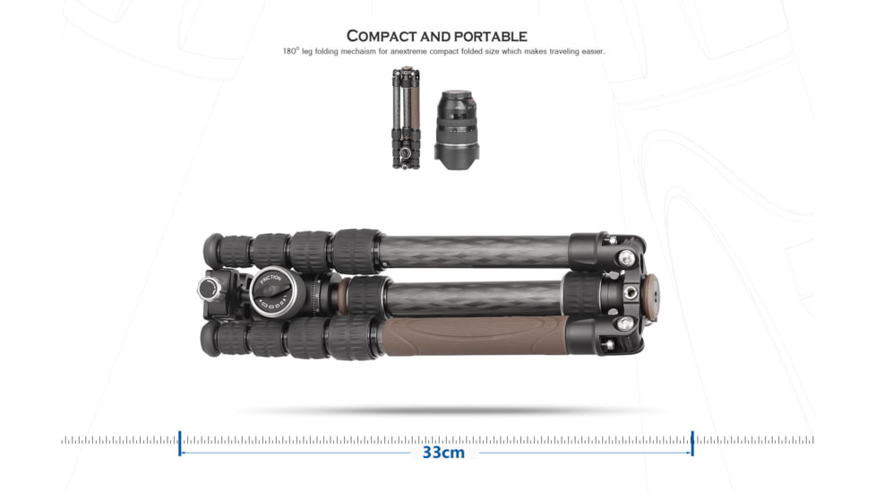 Leofoto LX-225CT/XB-32Q Reversible Travel Tripod w/ Ball Head Set, Black, LX-225CT+XB-32Q