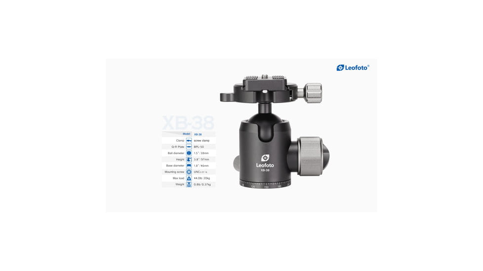 Leofoto LX-284CT/XB-38 Reversible Travel Tripod w/ Ball Head Set, Black, LX-284CT+XB-38