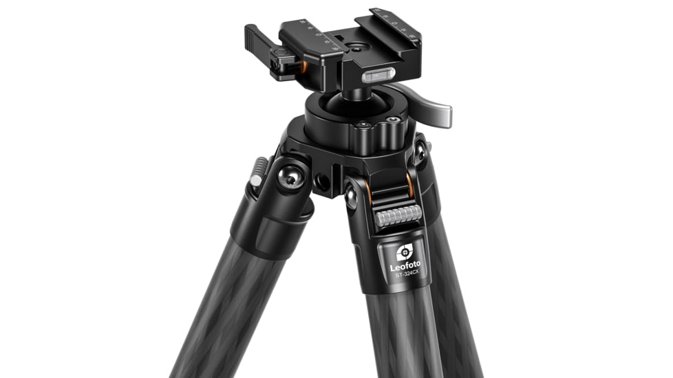 Leofoto ST-364CX Outdoors Tripod w/ Integrated Lever-Control Ballhead&amp;Lever-Release Clamp, Black, ST-364CX